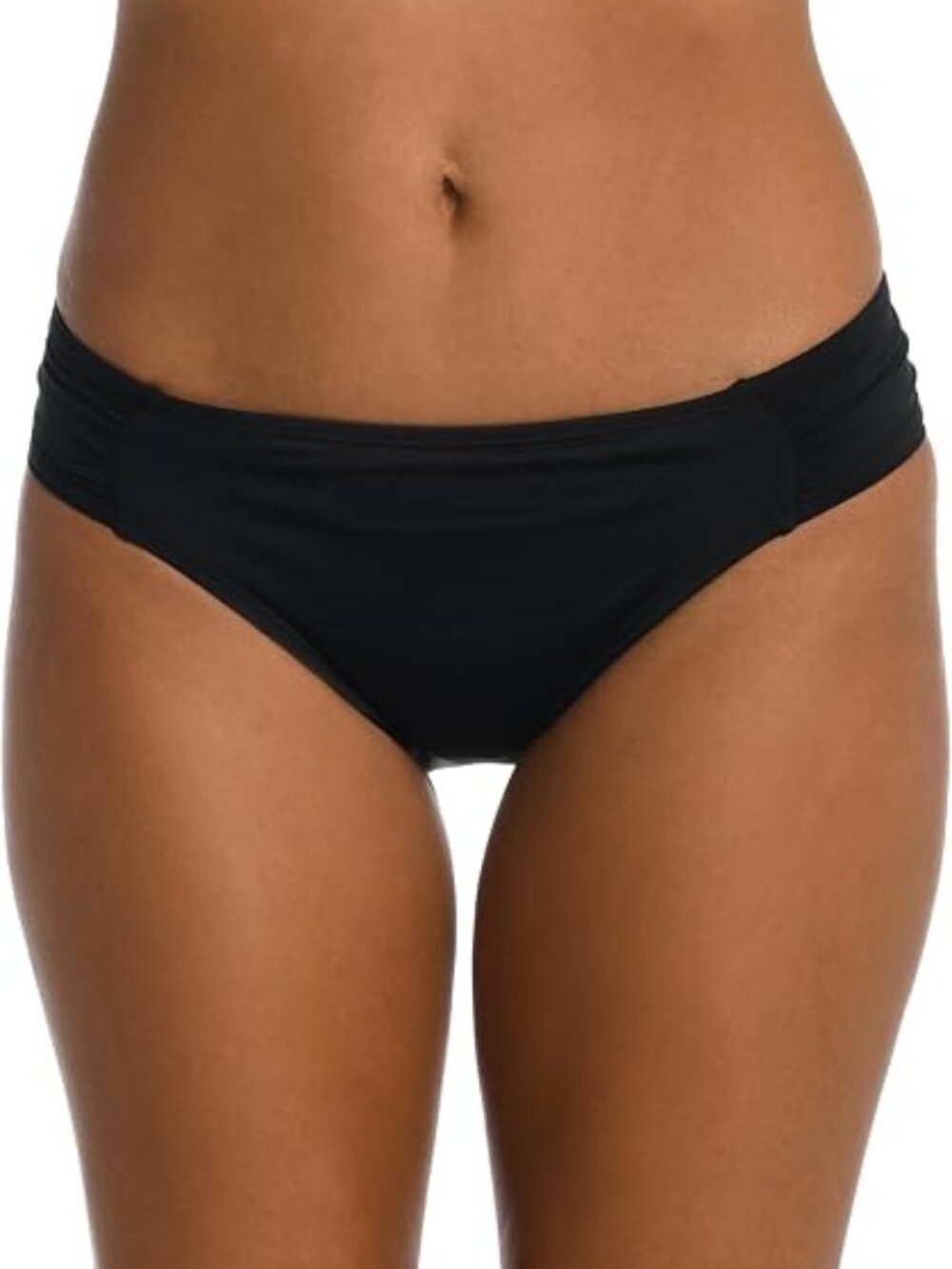 ✨La Blanca Bikini Bottoms Island Goddess Side Shirred Hipster Swimsuit 10 Black